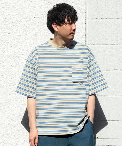 coen（コーエン）の「TCマルチボーダーTシャツ（Tシャツ/カットソー・メンズ・ベージュ/ネイビー・X-LARGE/LARGE/MEDIUM/SMALL）」の10枚目の写真