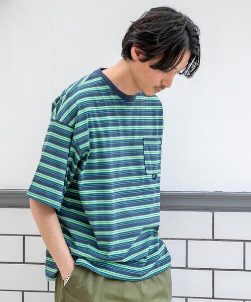 coen（コーエン）の「TCマルチボーダーTシャツ（Tシャツ/カットソー・メンズ・ベージュ/ネイビー・X-LARGE/LARGE/MEDIUM/SMALL）」の8枚目の写真
