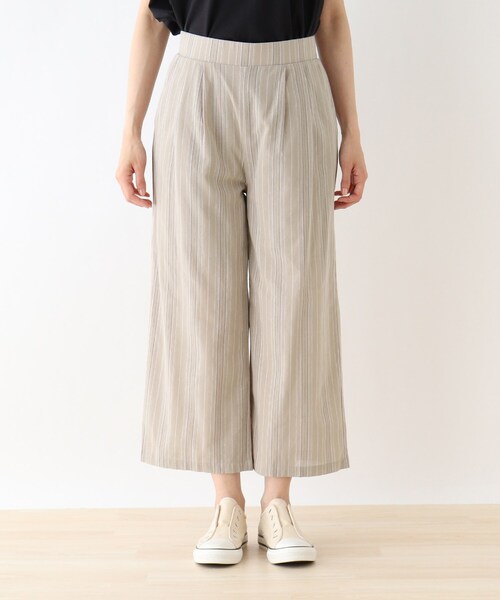 SHOO・LA・RUE（シューラルー）の「◆リネン風ストライプワイドパンツ（その他パンツ・レディース・ベージュ系その他2/ダークブラウン系2・00）」の3枚目の写真