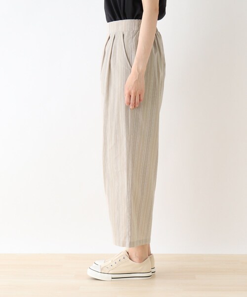 SHOO・LA・RUE（シューラルー）の「◆リネン風ストライプワイドパンツ（その他パンツ・レディース・ベージュ系その他2/ダークブラウン系2・00）」の4枚目の写真