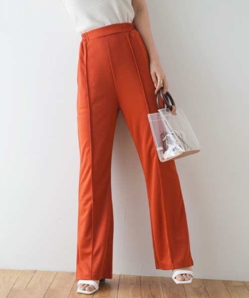 Futier land（フューティアランド）の「ポンチカラーフレアパンツ（スラックス・レディース・グリーン/ブルー/パープル/ピンク/レッド/ブラック・FREE）」の6枚目の写真