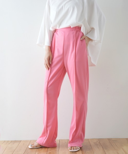 Futier land（フューティアランド）の「ポンチカラーフレアパンツ（スラックス・レディース・グリーン/ブルー/パープル/ピンク/レッド/ブラック・FREE）」の5枚目の写真