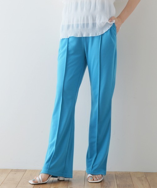 Futier land（フューティアランド）の「ポンチカラーフレアパンツ（スラックス・レディース・グリーン/ブルー/パープル/ピンク/レッド/ブラック・FREE）」の3枚目の写真