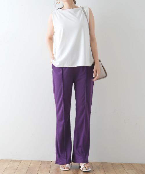 Futier land（フューティアランド）の「ポンチカラーフレアパンツ（スラックス・レディース・グリーン/ブルー/パープル/ピンク/レッド/ブラック・FREE）」の17枚目の写真