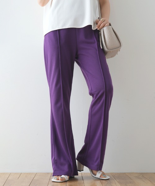 Futier land（フューティアランド）の「ポンチカラーフレアパンツ（スラックス・レディース・グリーン/ブルー/パープル/ピンク/レッド/ブラック・FREE）」の19枚目の写真