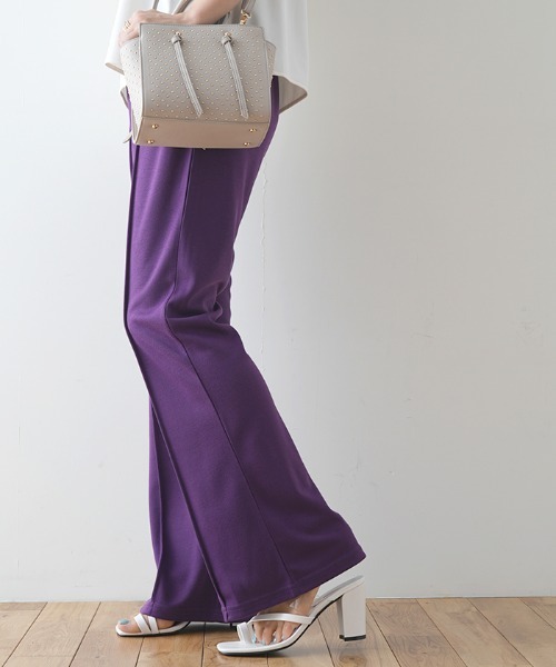 Futier land（フューティアランド）の「ポンチカラーフレアパンツ（スラックス・レディース・グリーン/ブルー/パープル/ピンク/レッド/ブラック・FREE）」の20枚目の写真