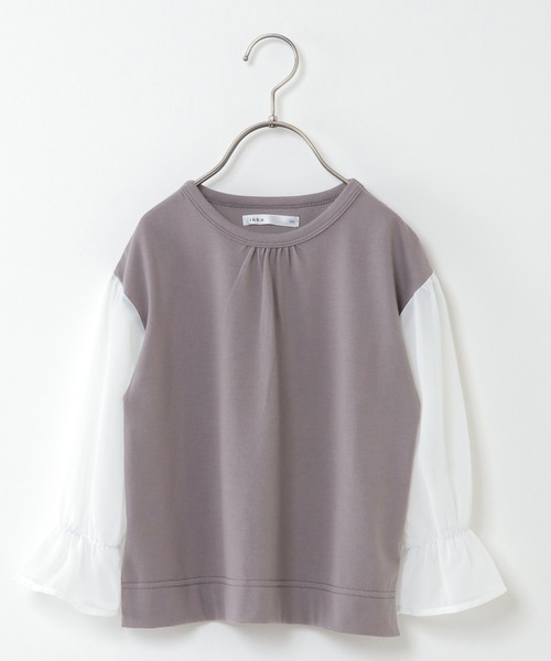 ikka(イッカ)の「【キッズ】シフォンキャンディスリーブT(100~160cm)(Tシャツ/カットソー・キッズ・ブラウン/ピンク・100/110/120/130/140/150/160)」の1枚目の写真