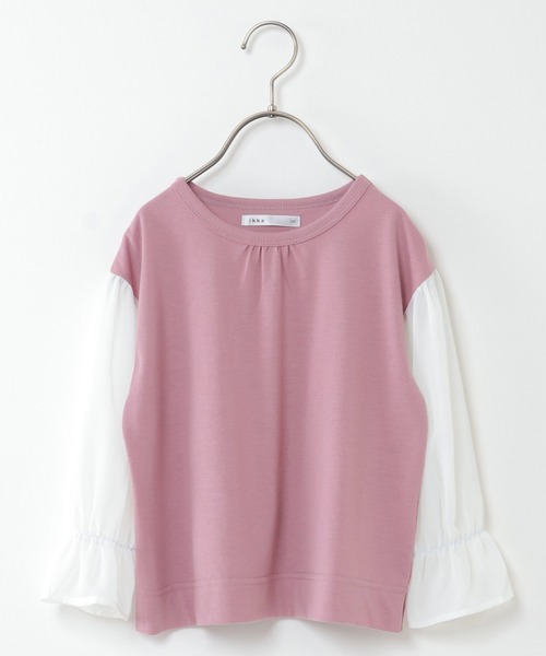 ikka(イッカ)の「【キッズ】シフォンキャンディスリーブT(100~160cm)(Tシャツ/カットソー・キッズ・ブラウン/ピンク・100/110/120/130/140/150/160)」の2枚目の写真