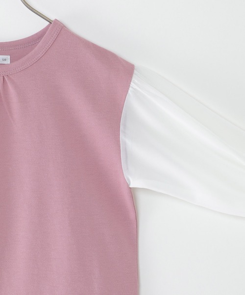 ikka(イッカ)の「【キッズ】シフォンキャンディスリーブT(100~160cm)(Tシャツ/カットソー・キッズ・ブラウン/ピンク・100/110/120/130/140/150/160)」の3枚目の写真