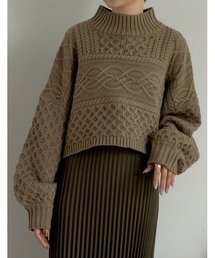 Re:EDIT | ケーブル編みショート丈ニットトップス(ニット/セーター)