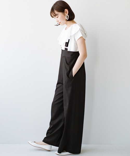 haco!(ハコ)の「楽したいけどちゃんとしたい!Tシャツにもニットにも似合うからずっと使えて嬉しい大人のサロペットパンツ(サロペット/オーバーオール・レディース・ブラック/カーキ・SMALL/MEDIUM/LARGE/X-LARGE)」の2枚目の写真