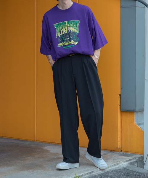 Perushu（ペルーシュ）の「センタープレスワイドスラックスパンツ（スラックス・メンズ・ブラック/グリーン/パープル・SMALL/MEDIUM/LARGE）」の4枚目の写真