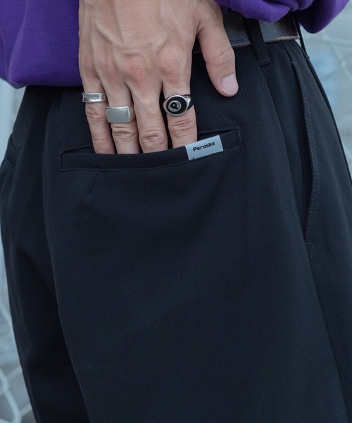 Perushu（ペルーシュ）の「センタープレスワイドスラックスパンツ（スラックス・メンズ・ブラック/グリーン/パープル・SMALL/MEDIUM/LARGE）」の6枚目の写真