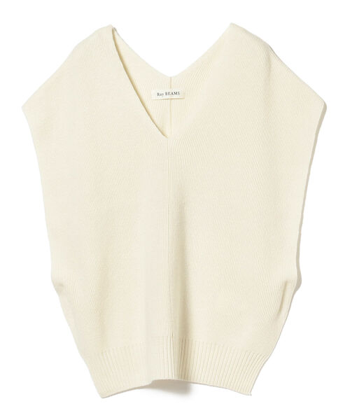 Ray BEAMS（レイビームス）の「Ray BEAMS / ビッグシルエット Vネック ベスト（ベスト・レディース・オフホワイト/ブラック・ONE SIZE）」の7枚目の写真