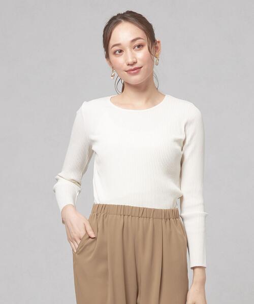 closet story（クローゼットストーリー）の「＜closet story（クローゼットストーリー）＞カットリブ クルーネック ロングスリーブ カットソー（Tシャツ/カットソー・レディース・ライトブルー/ライム/ホワイト・FREE）」の2枚目の写真