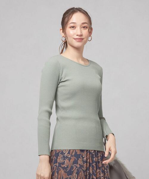 closet story（クローゼットストーリー）の「＜closet story（クローゼットストーリー）＞カットリブ クルーネック ロングスリーブ カットソー（Tシャツ/カットソー・レディース・ライトブルー/ライム/ホワイト・FREE）」の3枚目の写真