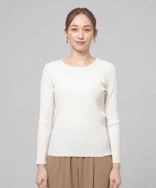 closet story（クローゼットストーリー）の「＜closet story（クローゼットストーリー）＞カットリブ クルーネック ロングスリーブ カットソー（Tシャツ/カットソー・レディース・ライトブルー/ライム/ホワイト・FREE）」の4枚目の写真