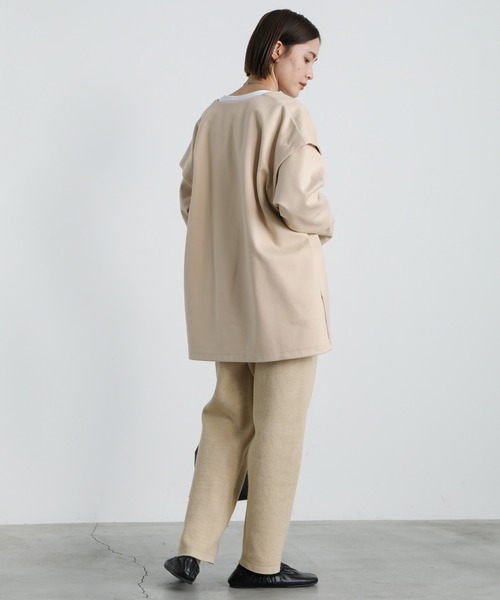 select MOCA(セレクトモカ)の「2WAY Vネックカットツイルプルオーバー(Tシャツ/カットソー・レディース・ブラック/ベージュ/アイボリー・FREE)」の6枚目の写真