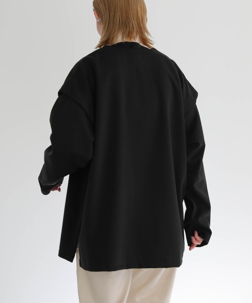 select MOCA(セレクトモカ)の「2WAY Vネックカットツイルプルオーバー(Tシャツ/カットソー・レディース・ブラック/ベージュ/アイボリー・FREE)」の20枚目の写真