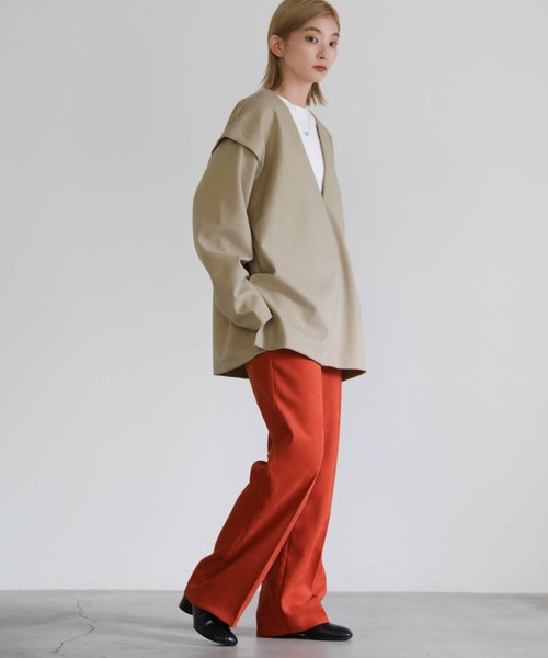 select MOCA(セレクトモカ)の「2WAY Vネックカットツイルプルオーバー(Tシャツ/カットソー・レディース・ブラック/ベージュ/アイボリー・FREE)」の21枚目の写真