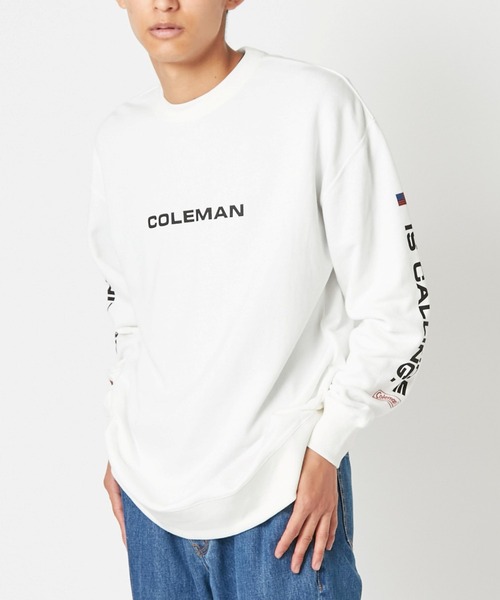 COLEMAN(コールマン)の「【Coleman×CIAOPANIC】"BACK LANTERN"アートプリント裏毛クルーネックスウェット(スウェット・メンズ・ホワイト/ブラック・MEDIUM/LARGE)」の1枚目の写真