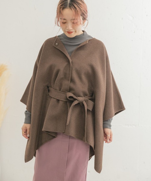 ITEMS URBANRESEARCH（アイテムズ アーバンリサーチ）の「リバーウールポンチョ（ポンチョ・レディース・ライトベージュ/グリーン系その他/ブラウン・FREE）」の12枚目の写真