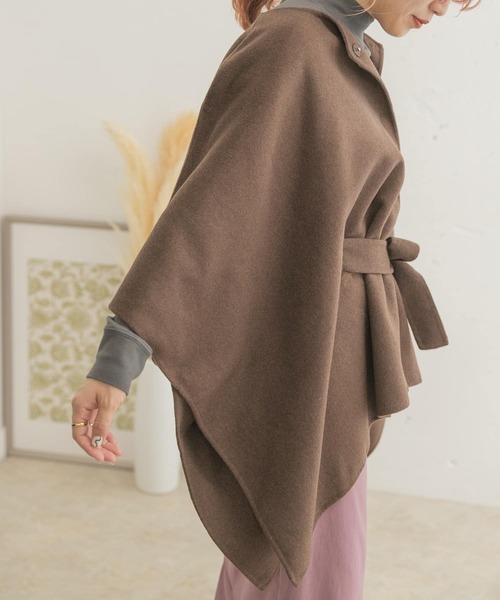 ITEMS URBANRESEARCH（アイテムズ アーバンリサーチ）の「リバーウールポンチョ（ポンチョ・レディース・ライトベージュ/グリーン系その他/ブラウン・FREE）」の8枚目の写真