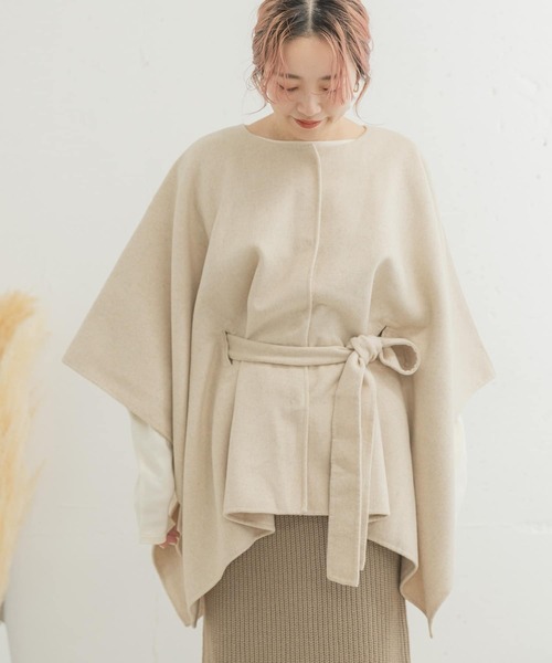 ITEMS URBANRESEARCH（アイテムズ アーバンリサーチ）の「リバーウールポンチョ（ポンチョ・レディース・ライトベージュ/グリーン系その他/ブラウン・FREE）」の18枚目の写真