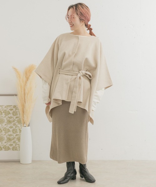 ITEMS URBANRESEARCH（アイテムズ アーバンリサーチ）の「リバーウールポンチョ（ポンチョ・レディース・ライトベージュ/グリーン系その他/ブラウン・FREE）」の19枚目の写真