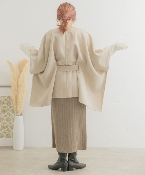 ITEMS URBANRESEARCH（アイテムズ アーバンリサーチ）の「リバーウールポンチョ（ポンチョ・レディース・ライトベージュ/グリーン系その他/ブラウン・FREE）」の10枚目の写真
