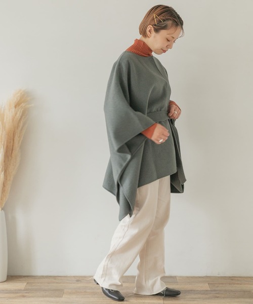 ITEMS URBANRESEARCH（アイテムズ アーバンリサーチ）の「リバーウールポンチョ（ポンチョ・レディース・ライトベージュ/グリーン系その他/ブラウン・FREE）」の20枚目の写真