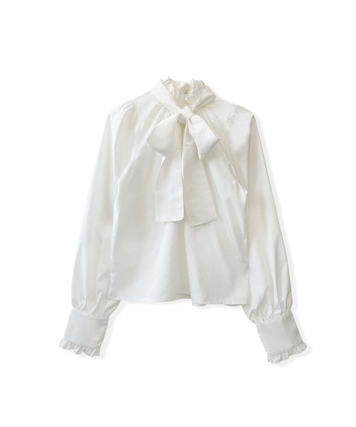 ANDGEEBEE(アンジービー)の「リボンブラウス(シャツ/ブラウス・レディース・ホワイト/ブラック・MEDIUM)」の4枚目の写真