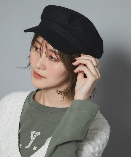 un dix cors(アンディコール)の「簡単お洒落に演出してくれる ウールキャスケット(キャスケット・レディース・ブラック/ベージュ・FREE)」の7枚目の写真