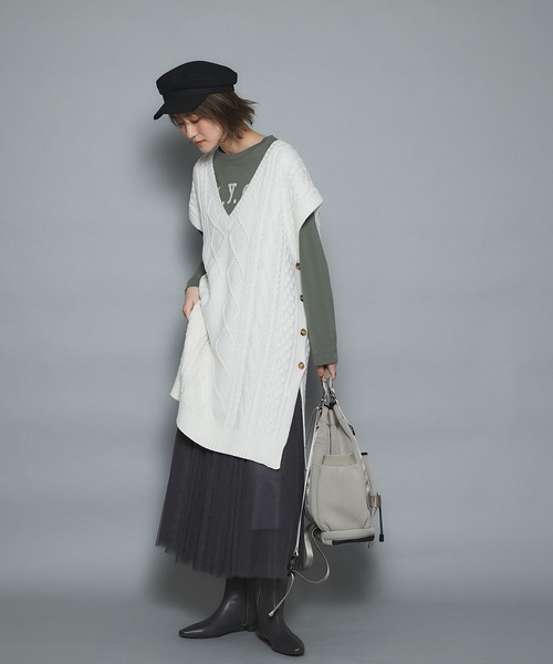 un dix cors(アンディコール)の「簡単お洒落に演出してくれる ウールキャスケット(キャスケット・レディース・ブラック/ベージュ・FREE)」の11枚目の写真