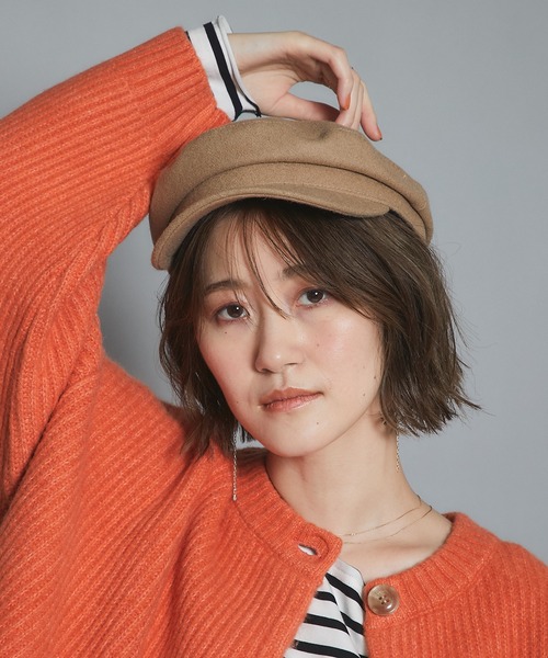 un dix cors(アンディコール)の「簡単お洒落に演出してくれる ウールキャスケット(キャスケット・レディース・ブラック/ベージュ・FREE)」の5枚目の写真