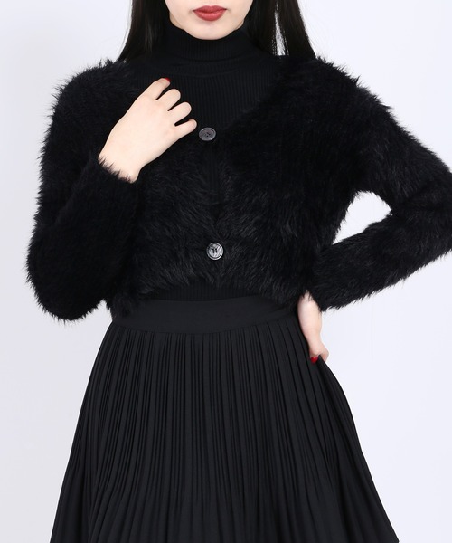 WC（ダブル シー）の「フェザーヤーンニットカーデ（カーディガン/ボレロ・レディース・ホワイト/ブラック/サックスブルー・FREE）」の3枚目の写真