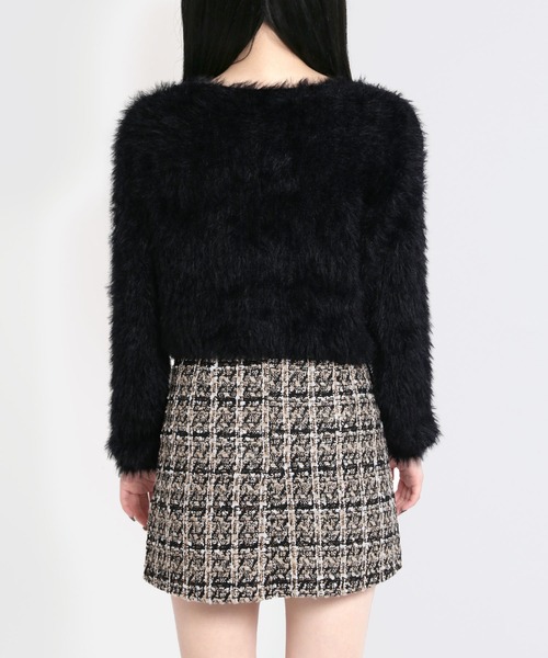 WC（ダブル シー）の「フェザーヤーンニットカーデ（カーディガン/ボレロ・レディース・ホワイト/ブラック/サックスブルー・FREE）」の5枚目の写真