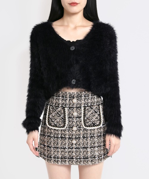 WC（ダブル シー）の「フェザーヤーンニットカーデ（カーディガン/ボレロ・レディース・ホワイト/ブラック/サックスブルー・FREE）」の4枚目の写真