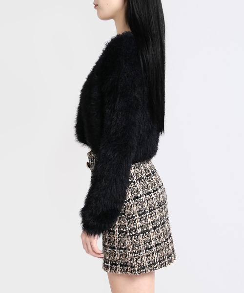 WC（ダブル シー）の「フェザーヤーンニットカーデ（カーディガン/ボレロ・レディース・ホワイト/ブラック/サックスブルー・FREE）」の7枚目の写真