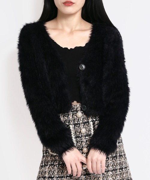 WC（ダブル シー）の「フェザーヤーンニットカーデ（カーディガン/ボレロ・レディース・ホワイト/ブラック/サックスブルー・FREE）」の12枚目の写真