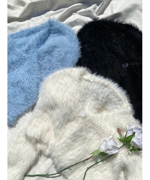 WC（ダブル シー）の「フェザーヤーンニットカーデ（カーディガン/ボレロ・レディース・ホワイト/ブラック/サックスブルー・FREE）」の8枚目の写真