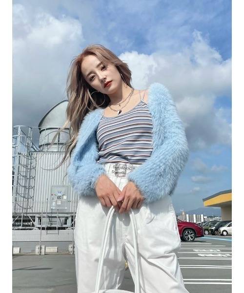 WC（ダブル シー）の「フェザーヤーンニットカーデ（カーディガン/ボレロ・レディース・ホワイト/ブラック/サックスブルー・FREE）」の14枚目の写真