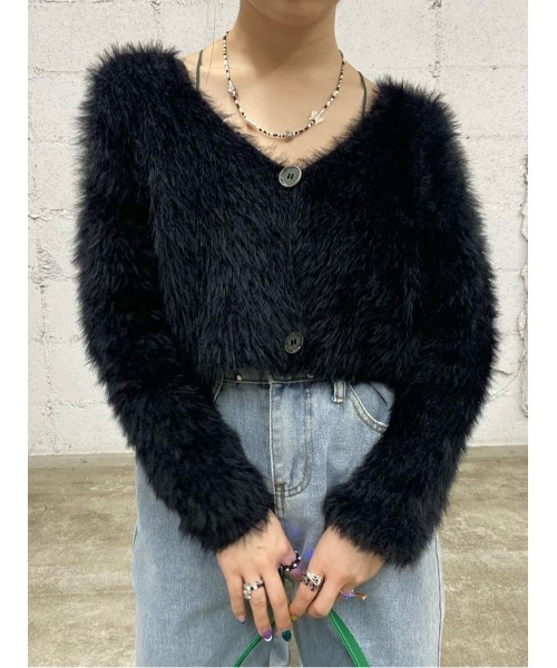 WC（ダブル シー）の「フェザーヤーンニットカーデ（カーディガン/ボレロ・レディース・ホワイト/ブラック/サックスブルー・FREE）」の16枚目の写真