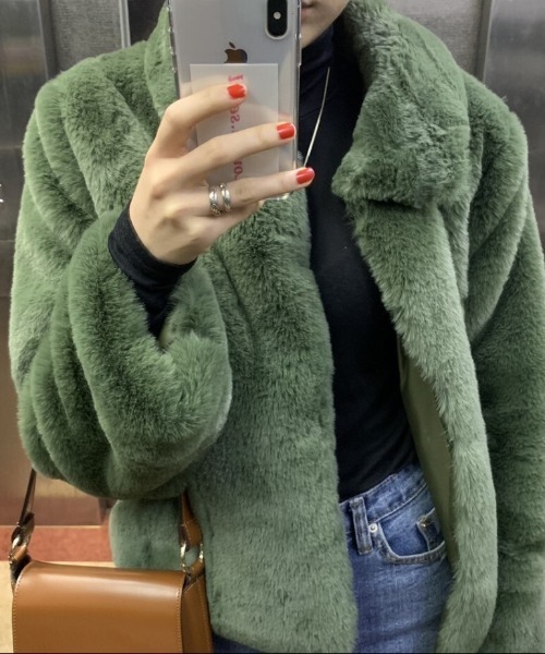 MANGROVE（マングローブ）の「グリーンファージャケット（その他アウター・レディース・ダークグリーン・FREE）」の6枚目の写真