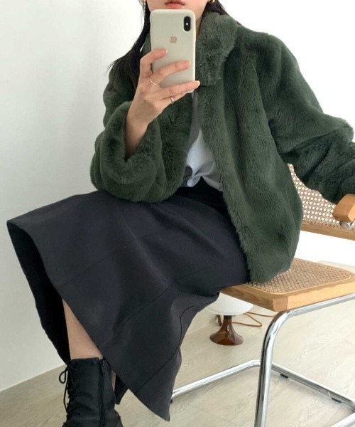 MANGROVE（マングローブ）の「グリーンファージャケット（その他アウター・レディース・ダークグリーン・FREE）」の9枚目の写真