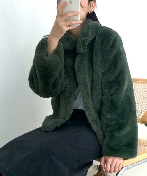 MANGROVE（マングローブ）の「グリーンファージャケット（その他アウター・レディース・ダークグリーン・FREE）」の10枚目の写真