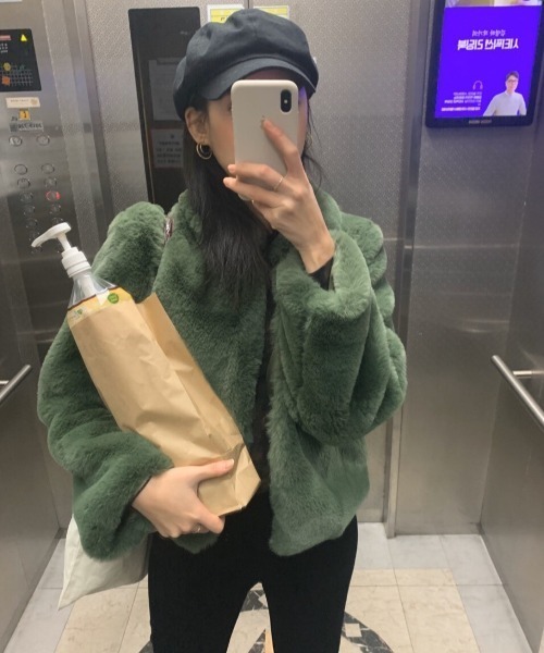 MANGROVE（マングローブ）の「グリーンファージャケット（その他アウター・レディース・ダークグリーン・FREE）」の5枚目の写真