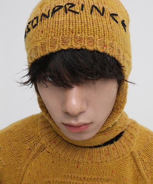 MASONPRINCE】Oversized front logo damage processing knit pullover