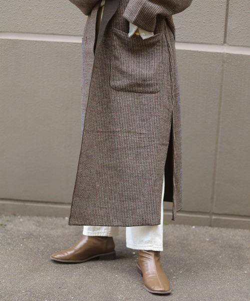 Bab（バブ）の「チェックロングチェスターコート（チェスターコート・レディース・チャコールグレー/ベージュ/ブラウン・M）」の5枚目の写真