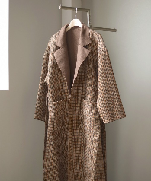 Bab（バブ）の「チェックロングチェスターコート（チェスターコート・レディース・チャコールグレー/ベージュ/ブラウン・M）」の21枚目の写真